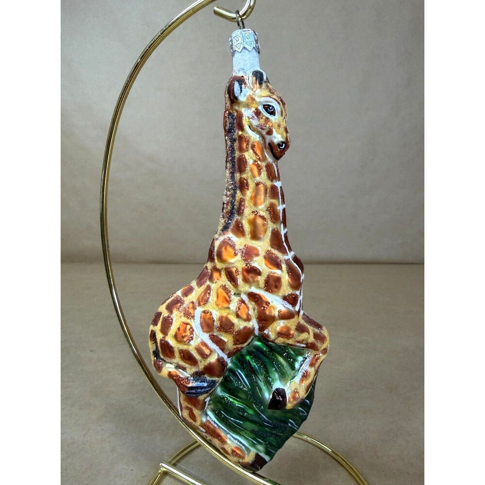 Vintage Slavic Treasures Glass Giraffe Christmas Ornament Poland Handmade 2001